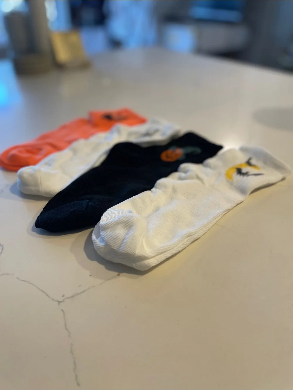 Kids Halloween Crew Socks - Pack of 4 - Orange, White & Black